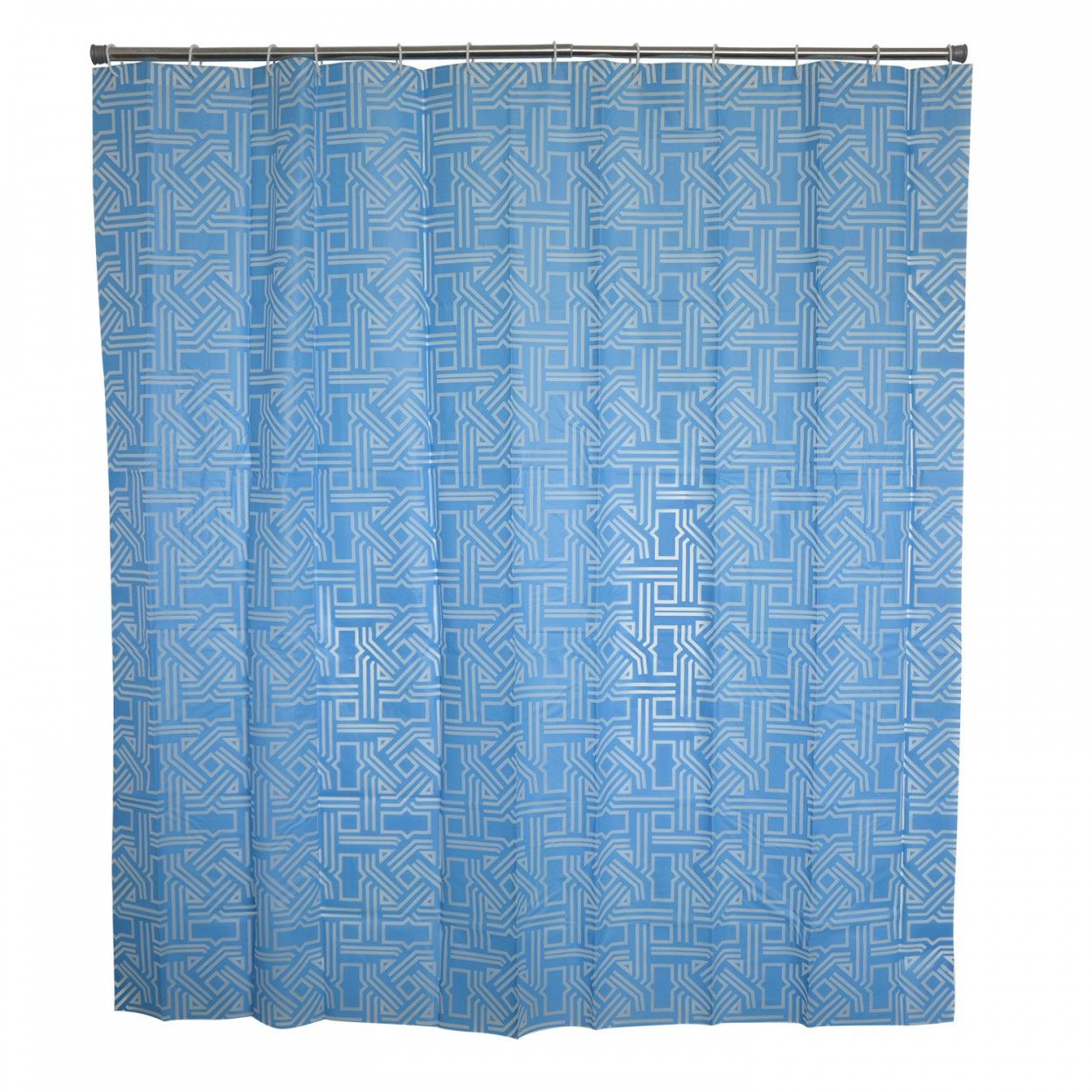 CORTINA BAÑO AZUL GEOMÉTRICO MODERNO PEVA 180X180CM