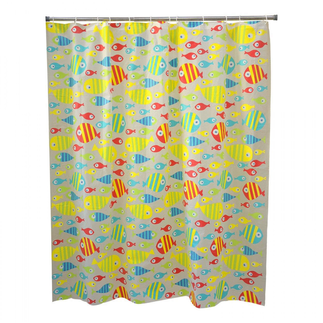 CORTINA BAÑO MULTICOLOR PECES 180X180CM PEVA