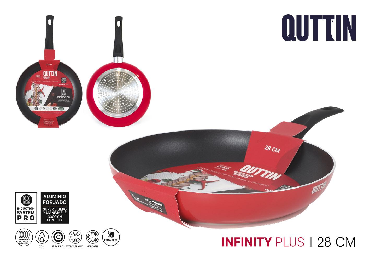 Quttin Sartén Infinity Antiadherente 28 cm Roja Mango Soft Touch - Ideal para Inducción - Cocina Saludable y Fácil Limpieza (6 Unidades)