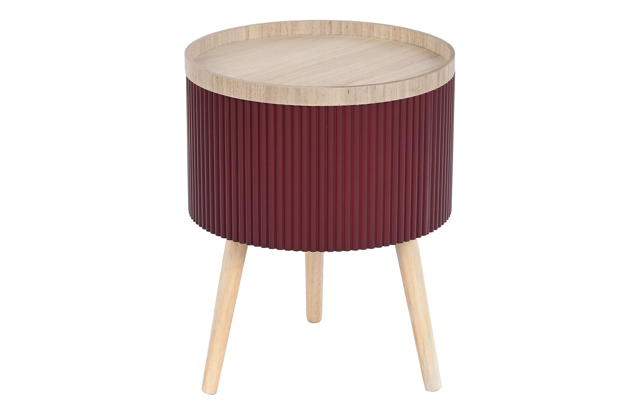 DKD Home Decor Mesita Auxiliar Shabby MDF Marrón Granate 38.5 x 38.5 x 49 cm Desmontable