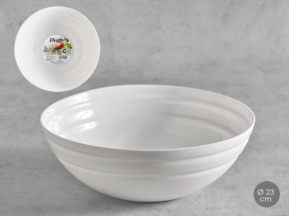 Vivalto Bol Ondas Opal 23 cm - Blanco, apto para lavavajillas y microondas, 22.8x8.1x22.8 cm (24 Unidades)