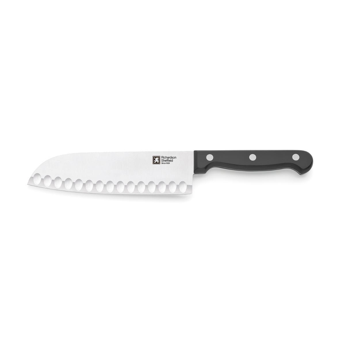 Richardson Sheffield Cuchillo Santoku Artisan Acero Inoxidable 17,5 cm Negro Mango Ergonómico Soft Touch 6 Unidades Apto Lavavajillas