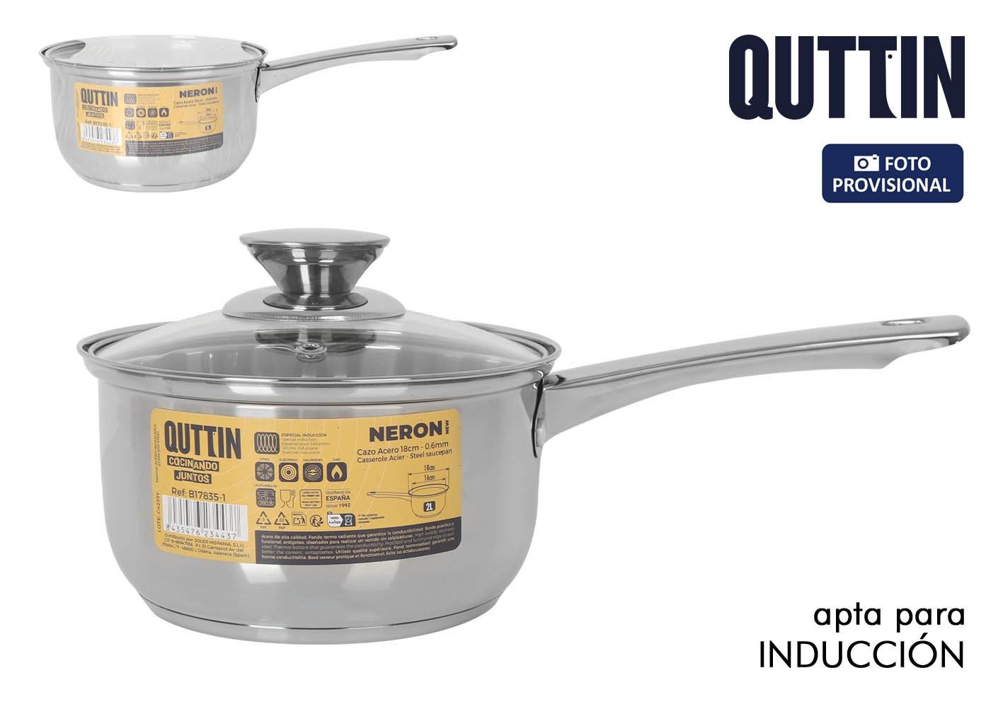 Inde Cazo 16 cm (2 L) de Acero Inoxidable para Inducción con Tapa New Neron (8 Unidades)