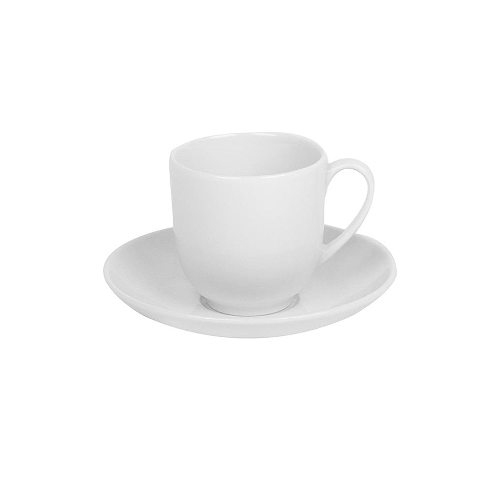 Avet Taza Café con Plato 100 Ml Porcelana, Set de 6 Unidades, Colección Coupe Domestic
