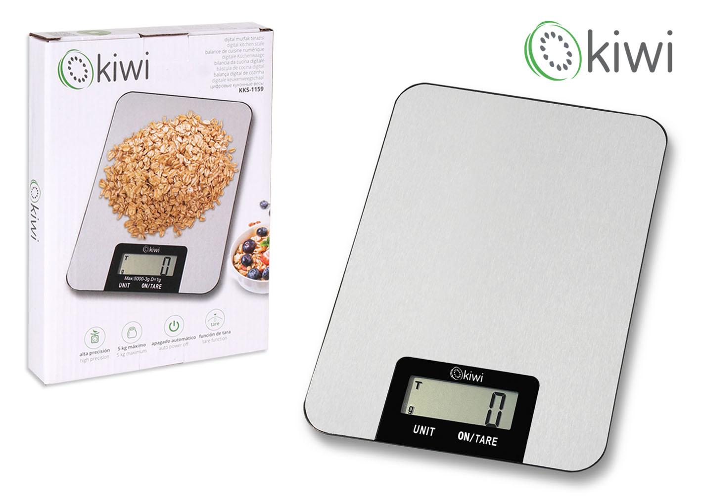 Kiwi Báscula de Cocina Digital de Acero Inoxidable - 5 kg (8 Unidades)