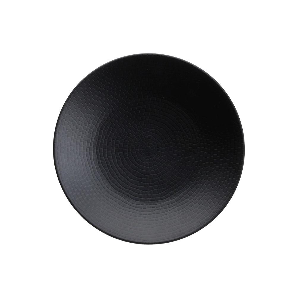 Avet Plato Postre Negro Mate de 21 cm, Colección Lohan Black, Juego de 6 Unidades, con Diseño de Adoquines y Acabado Semi Mate