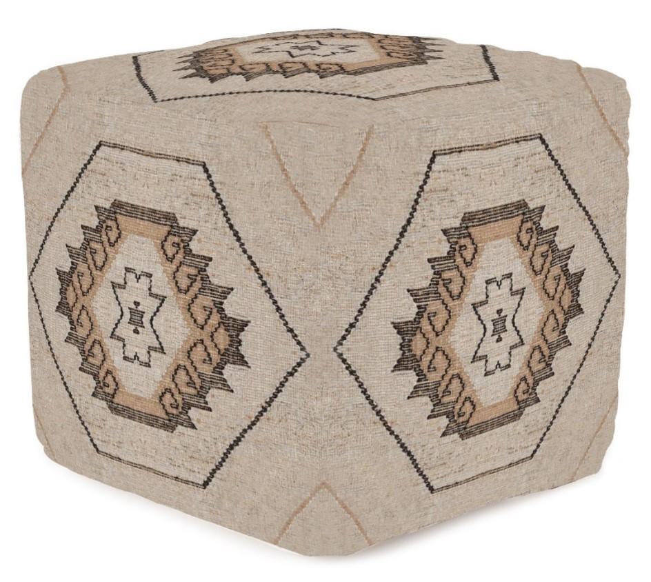 DKD Home Decor Reposapies Cuadrado Item Home Colección Kilim Tejido a Mano Yute Algodón Natural Marrón 45x45x45 cm