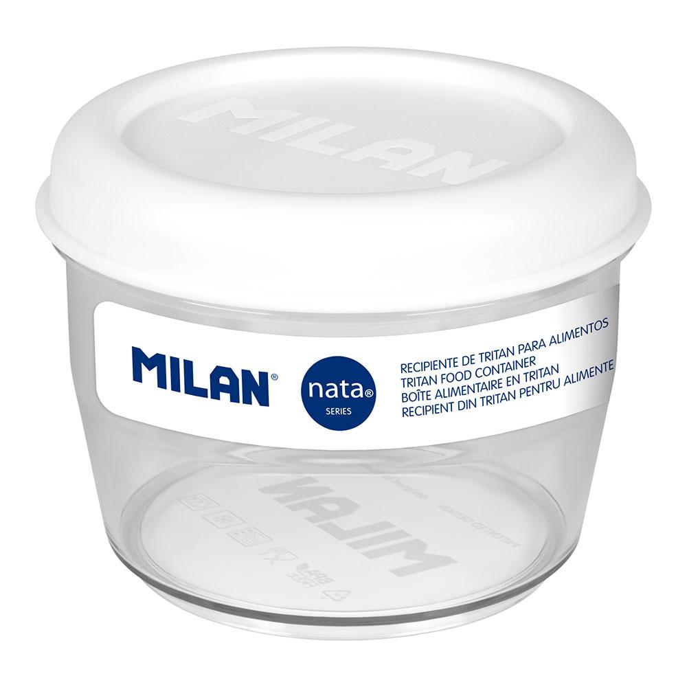 Milan Fiambrera hermética redonda nata® 624 Tritán 0,5 L -20°C a 80°C, libre de BPA, apta microondas/lavavajillas/congelador