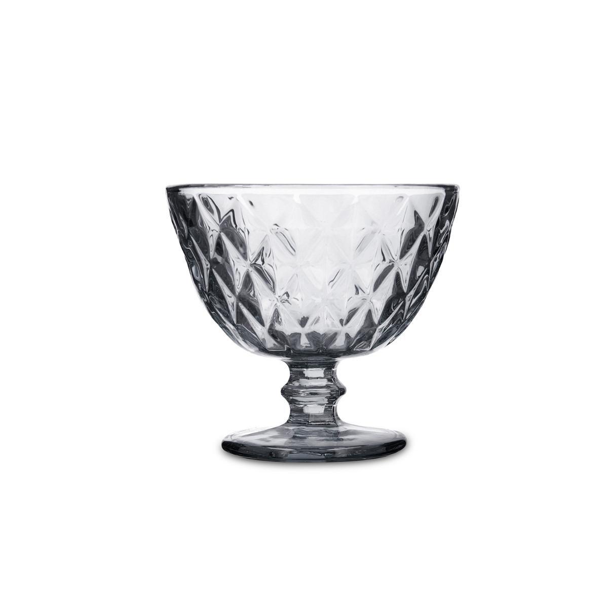 Quid Copa de Helado Maia de Vidrio 30 cL - Set de 24 Unidades, Color Gris, con Relieve, Apto Lavavajillas