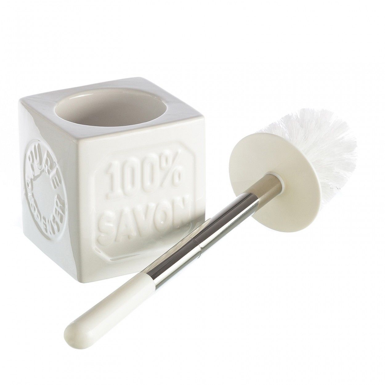 Escobillero de Cerámica, de Color Blanco. Diseño Original, con estilo Puro - Hogar y Más