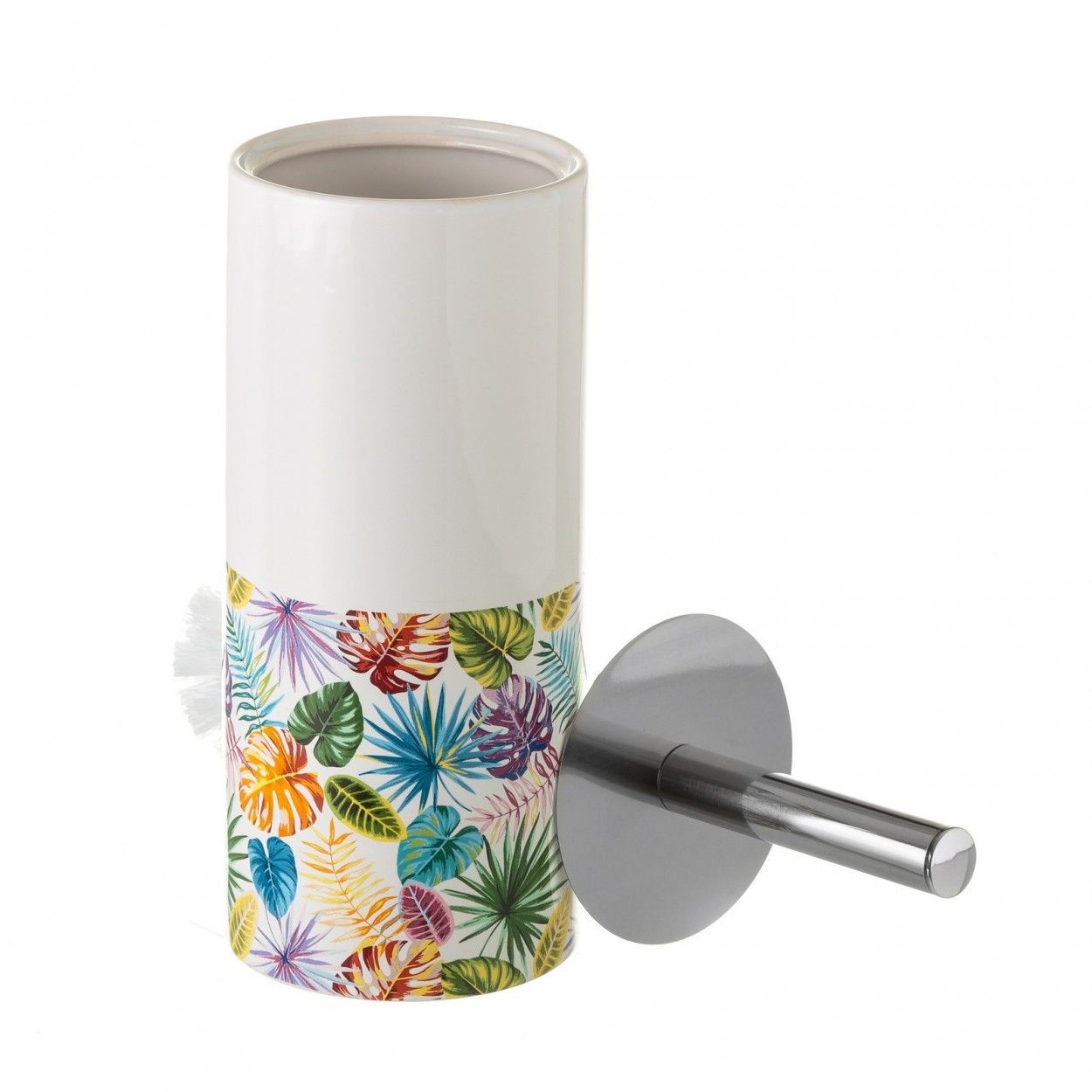 Escobillero de Cerámica, Colorido. Diseño de Hojas de Palmera, con estilo Tropical - Hogar y Más