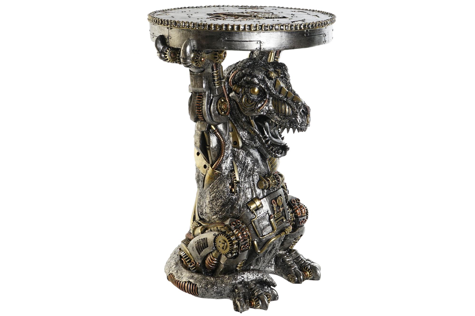 DKD Home Decor Mesita Auxiliar Steampunk Resina Gris Multicolor 33 x 51 x 36 cm