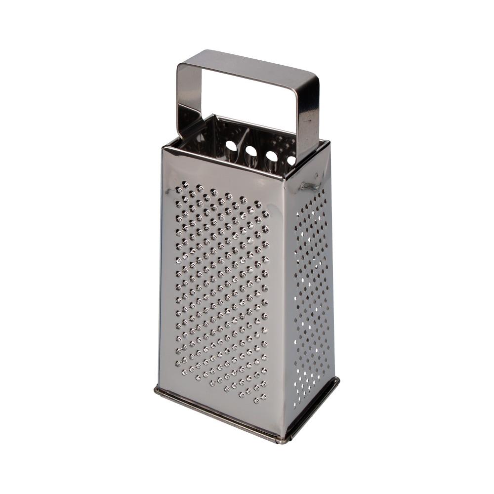 5Five Rallador de 4 Caras de Acero Inoxidable con Asa - Rallador de Cocina Manual Cromado 10,5x8x24 cm