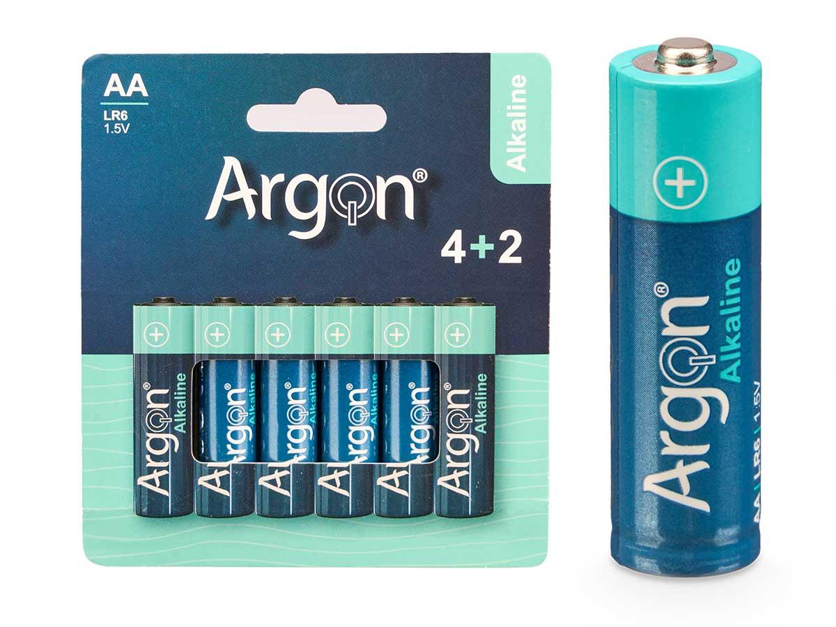 Argon Pila Alcalina LR6 AA Pack 6, 1.5V, Sin Mercurio ni Cadmio (60 Unidades)