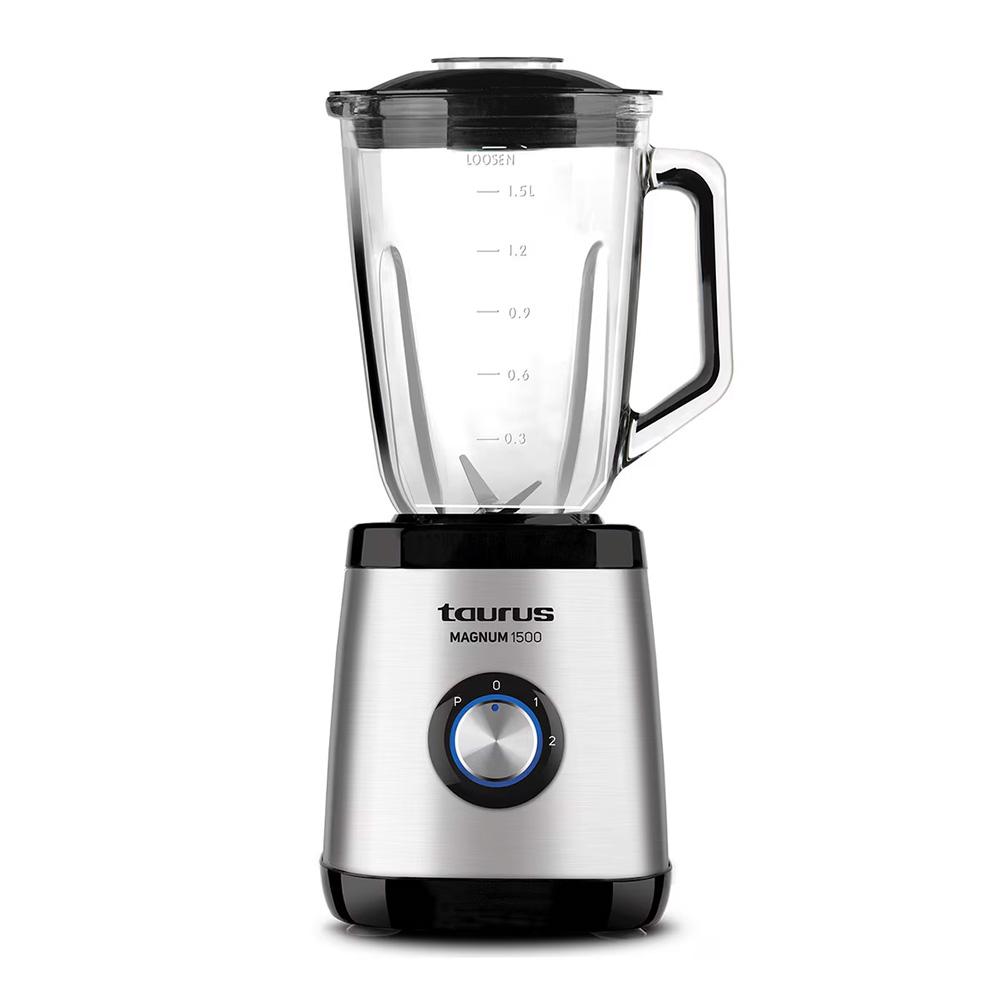 Taurus Batidora de vaso Magnum 1500W, 1.5L, cuchillas acero inoxidable, pica hielo, 2 velocidades + pulse, jarra cristal