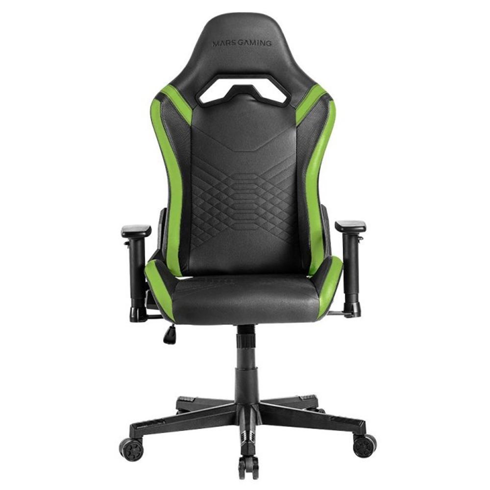 Mars Gaming MGC-PRO Silla Gaming Ergonómica Negra/Verde, Ajuste Altura, Reposabrazos 2D, Reclinable 135°, Soporta 150 kg