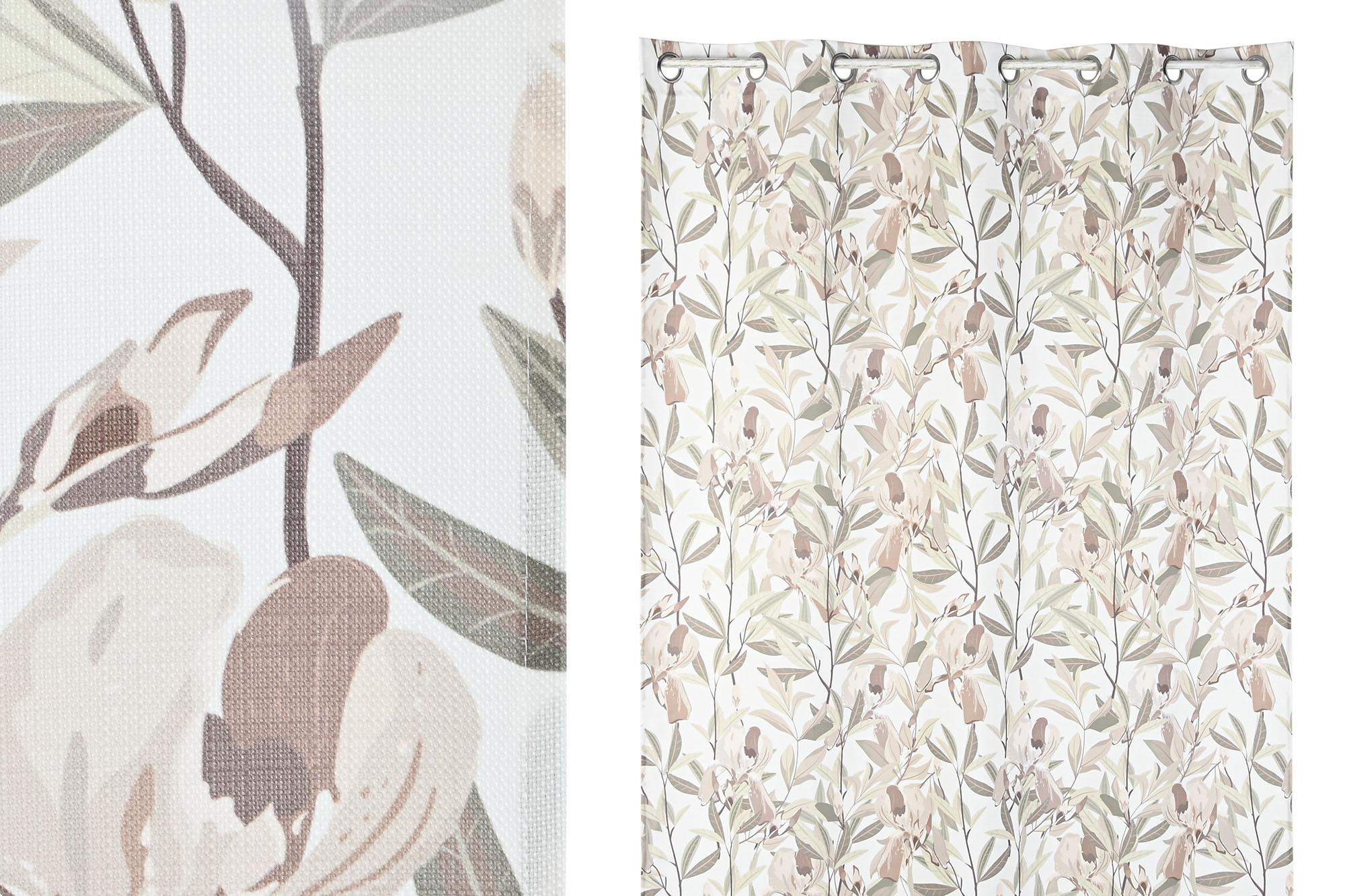 DKD Home Decor Cortina Cottage Colección Frenchdesigner23 Poliéster Impresa Hojas Multicolor 140x260 cm (2 Unidades)