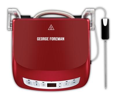 GEORGE FOREMAN 24001-56 Grill Eléctrico de Precisión Rojo, Placas Antiadherentes, Dispositivo Inteligente de Temperatura, Elimina hasta 42% de Grasa