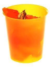 Archivo 2000 Papelera de Plástico con Aro Sujetabolsas, 16 Litros, 290x310 mm, Naranja Traslúcido