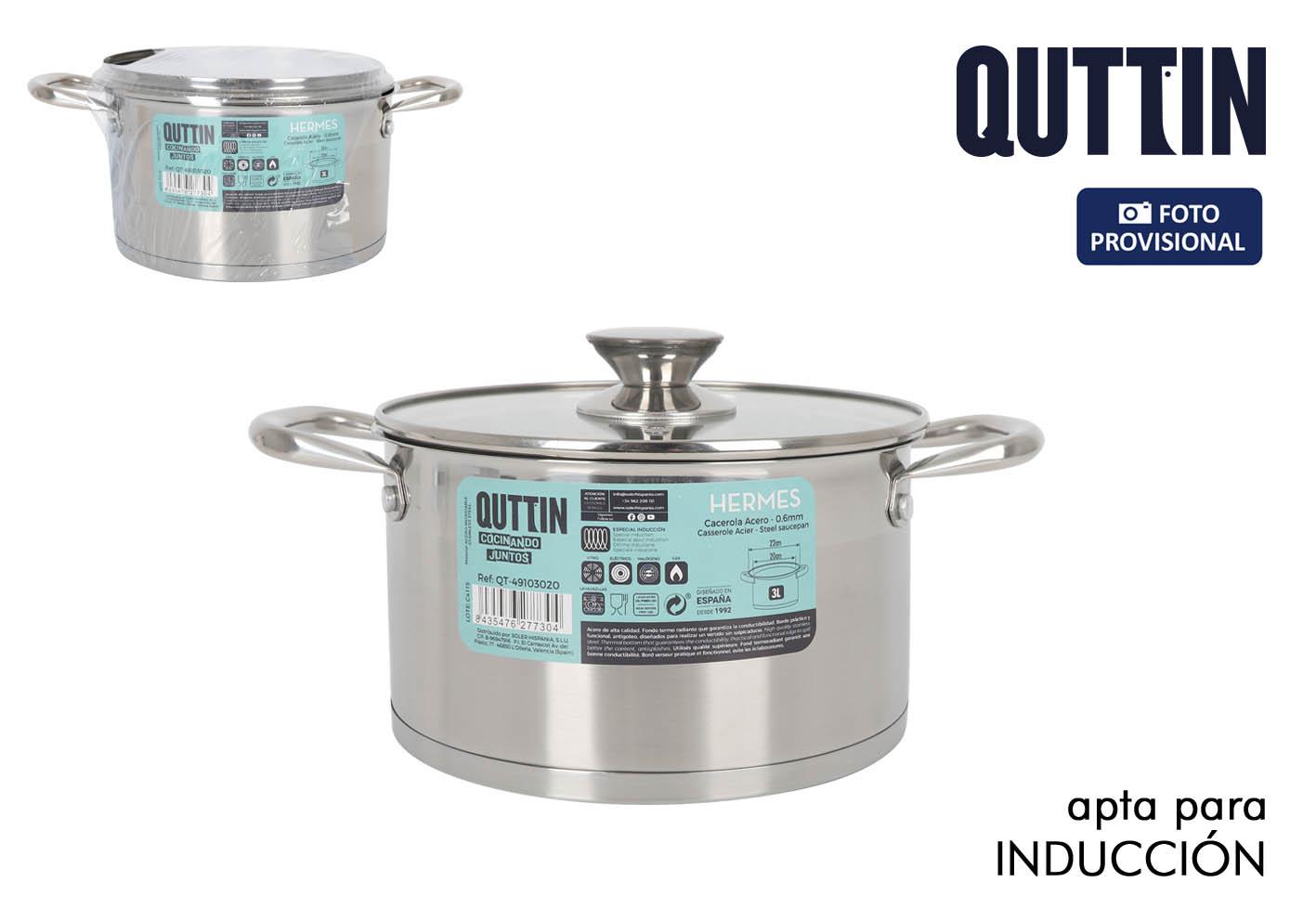 Hermes Cacerola de Acero Inoxidable 20 cm (3 L) con Tapa - Apta para Inducción (4 Unidades)