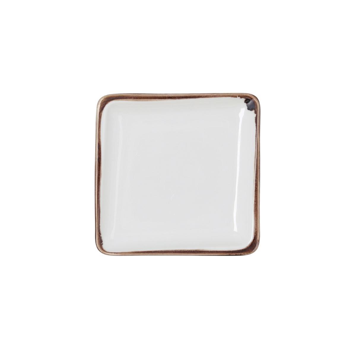 Bidasoa Orion Hydrozero - Bandeja Cuadrada de Porcelana Blanca 15x15 cm (6 Unidades) - Apta Microondas y Lavavajillas, Resistente a Rayaduras