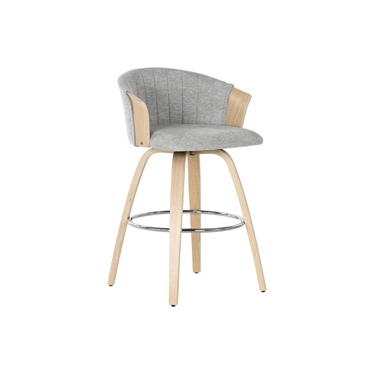 DKD Home Decor Taburete Alto Scandi Gris de Madera y Poliéster Desmontable, Mueble de Hogar, 58x56x95 cm, Altura Asiento 64 cm
