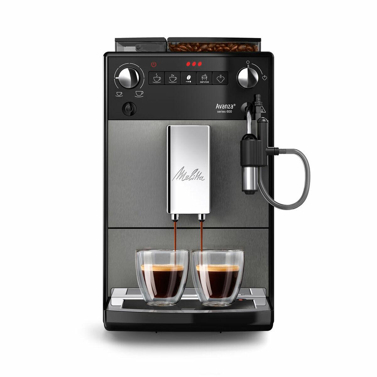 Melitta Avanza F270-100 Cafetera con Depósito de agua de 1,5 L, Depósito de granos de 250 g, 1450 W, Gris titanio