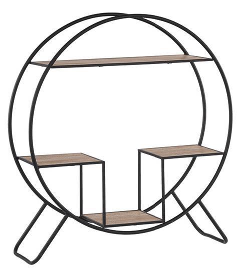 DKD Home Decor Estantería Loft, Abeto y Metal, Negro Gris Claro, 30 cm Largo x 90 cm Ancho x 100 cm Alto, 4 Estantes, Doble Cara