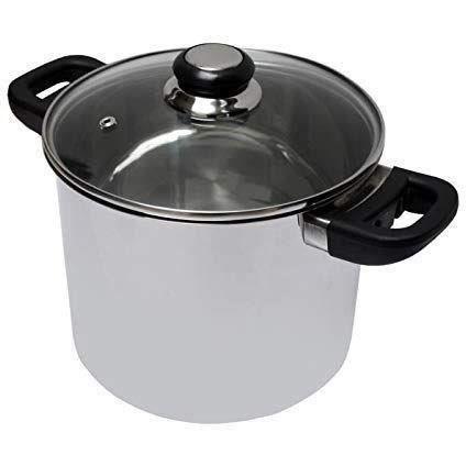 Baumalu Olla Traiteur Acero Inoxidable con Tapa de Vidrio Saphir y Mango de Baquelita, 24 cm, compatible con Inducción y Todo Tipo de Fuegos