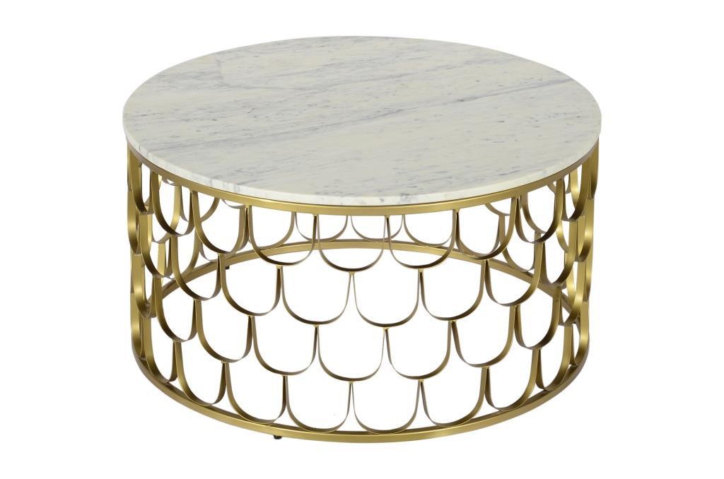 Mesa auxiliar DKD Home Decor 81 x 81 x 42 cm Dorado Blanco Plástico Mármol Hierro