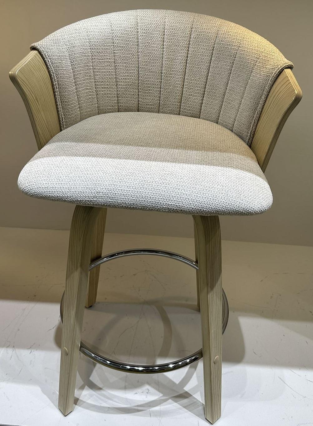 DKD Home Decor Taburete Scandi Blanco Madera Poliester Altura Asiento 64 cm Alto 88 cm Ancho 53.5 cm Largo 50.5 cm