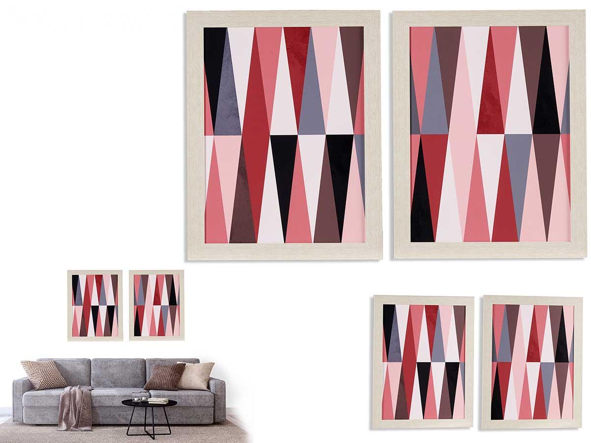Giftdecor Cuadro Forma Geométrica Rosa Estampado Geométrico 61x81 cm (2 Unidades)