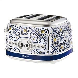 Ariete Tostador 4 ranuras con funciones descongelar, recalentar, cancelar y 6 niveles de tueste, bandeja recogemigas extraíble