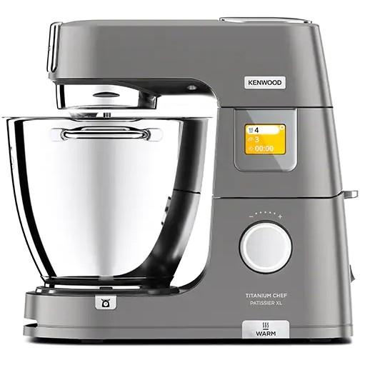 Kenwood KWL90.004SI Titanium Chef Patissier XL Batidora Amasadora, Plata, 7L, 1400W con Función de Impulso y Pantalla Táctil