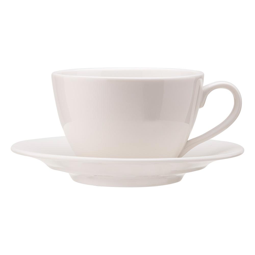 Avet Taza Desayuno con Plato Plain White 330ml Blanco Puro - Resistente, Microondas/Lavavajillas, Hostelería (6 Unidades)