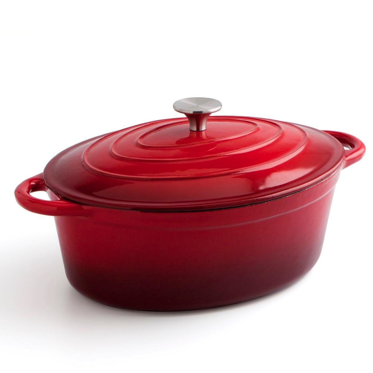 Bidasoa Cocotte Fierro Hierro Fundido Esmaltado Rojo 30x23 cm 4,3 L Apto Inducción Horno Cocción Lenta (2 Unidades)