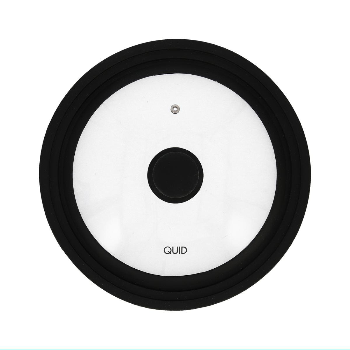 Quid Tapa Multitalla Ébano 24-26-28 cm de Vidrio Negro con Mango Soft Touch Apta Lavavajillas