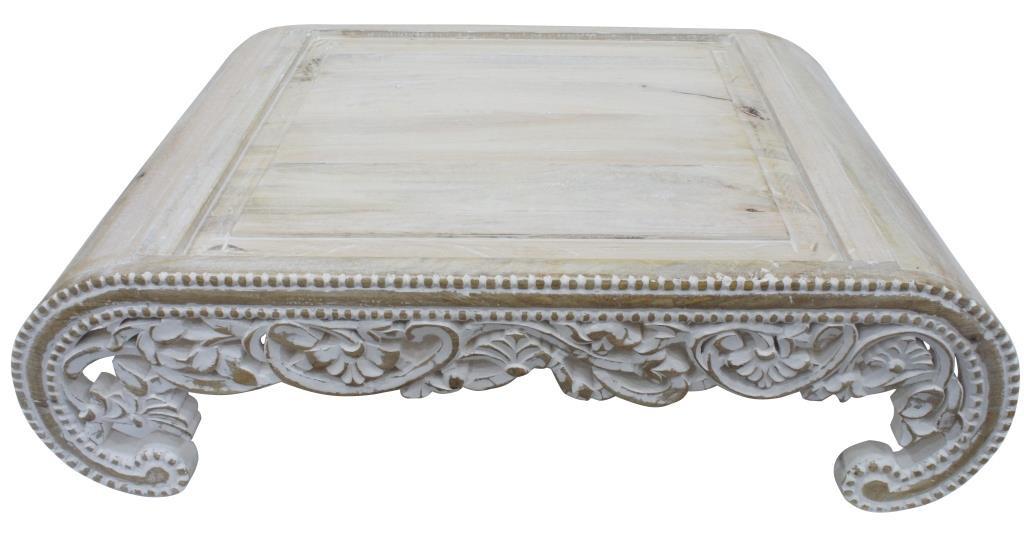 DKD Home Decor Mesita Auxiliar Indio Blanco Madera de Mango 63.5 x 25.4 x 89 cm