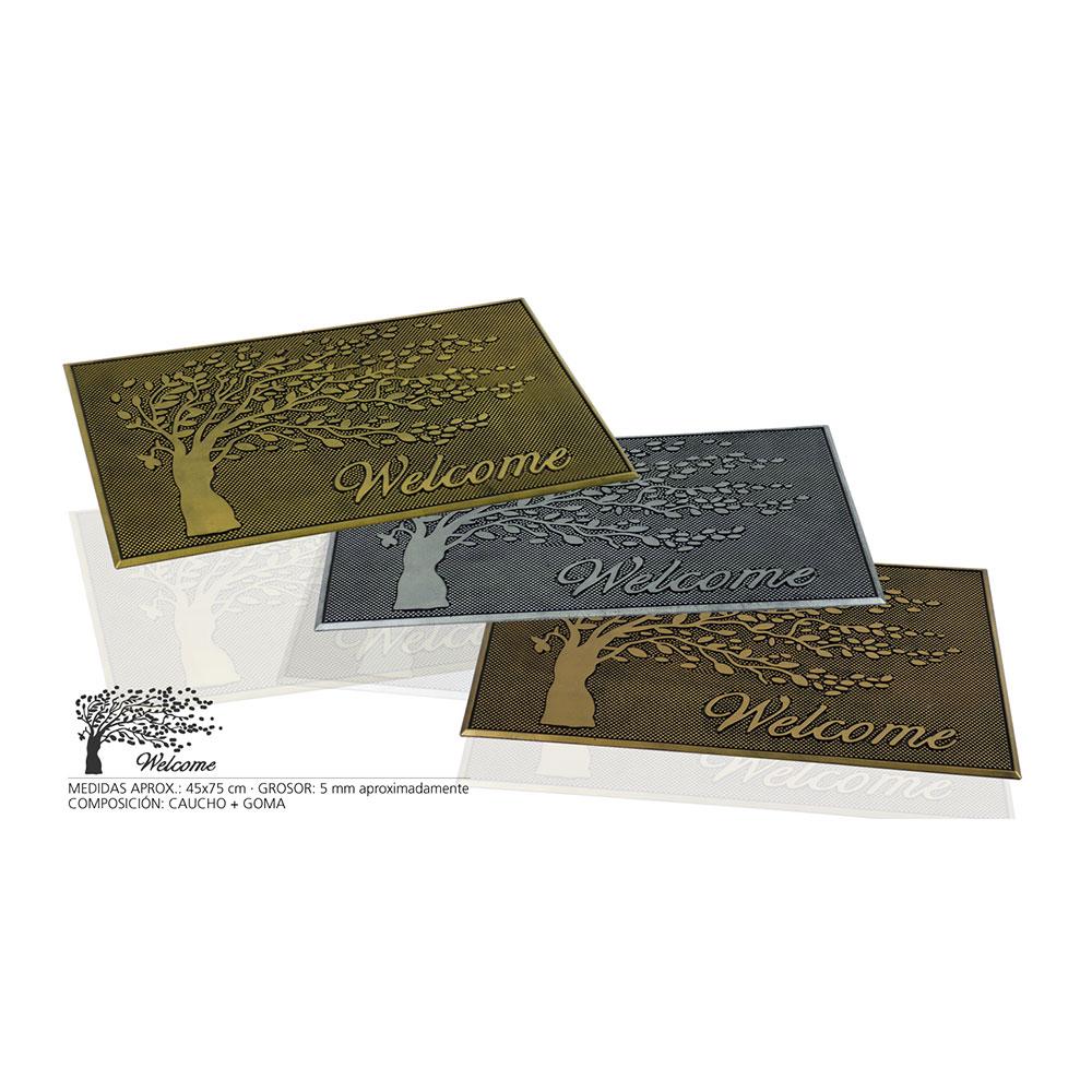 Hidalgo Felpudo de goma árbol welcome, colores surtidos, caucho/goma, resistente a la intemperie, 75x45x0,5cm