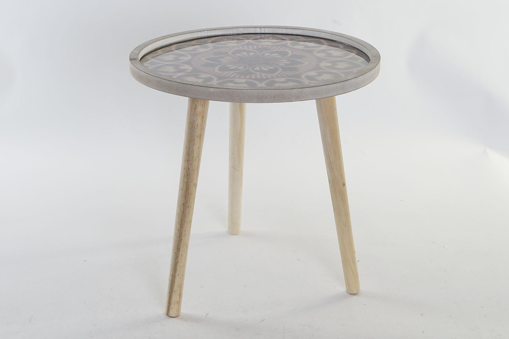 DKD Home Decor Mesita Auxiliar Colonial Estilo Marroquí Madera MDF Natural Negro para Salón Dormitorio Desmontable 40x40x41 cm