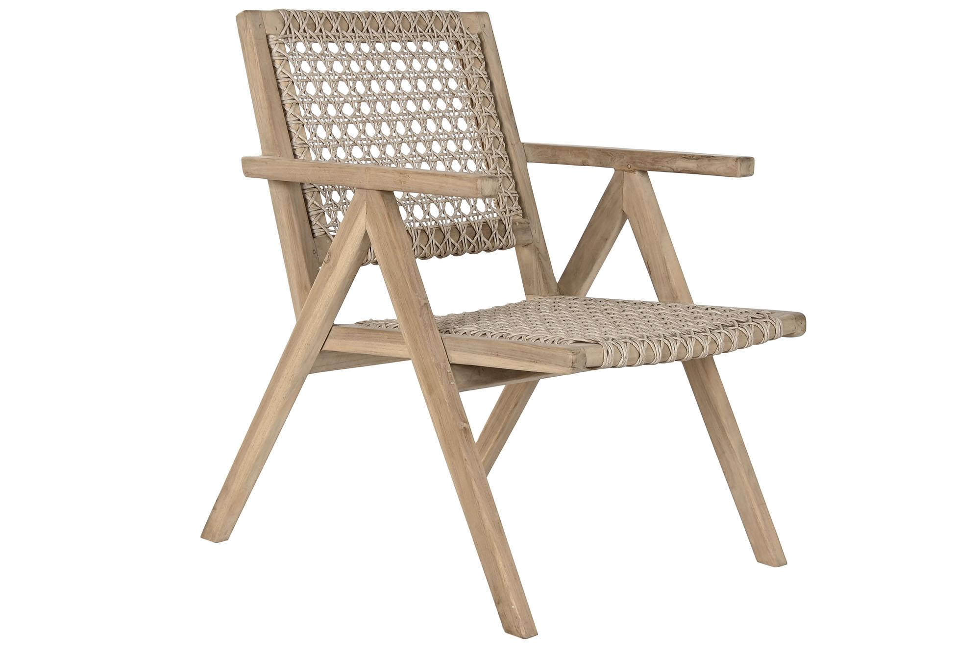 DKD Home Decor Sillón Indo Teca Fibra Natural Trenzado a Mano 70 x 82 x 60 cm (2 Unidades)