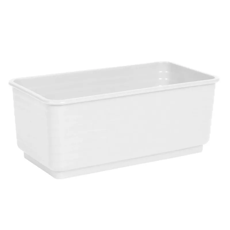 Jardinera rectangular de polipropileno, blanco, 10 x 24,7 x 13 cm, resistente para interior/exterior, terraza y balcón