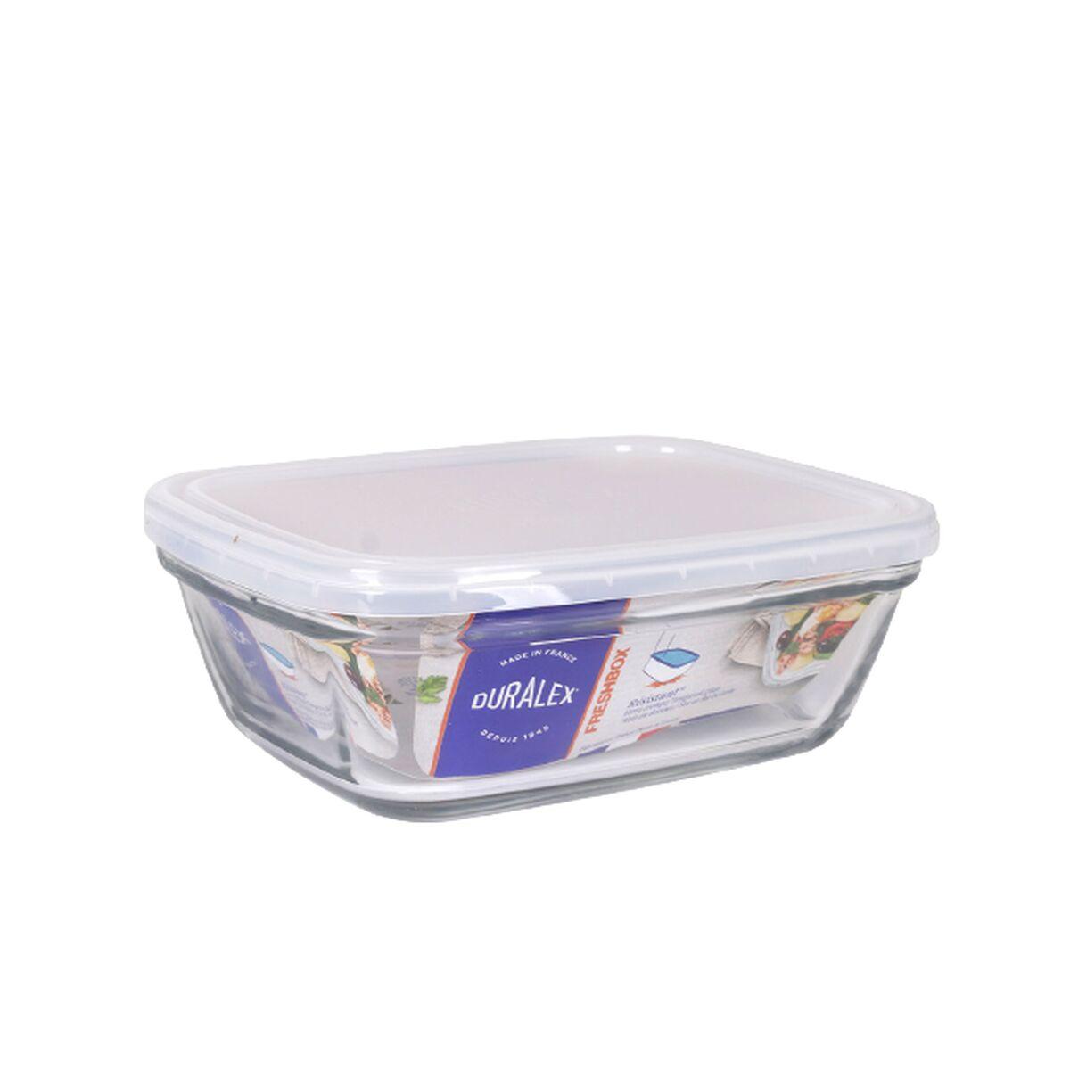 Duralex Fiambrera Rectangular Freshbox 1.1L, 19.5 x 14.6 x 6.5 cm con Tapa Transparente (6 Unidades)