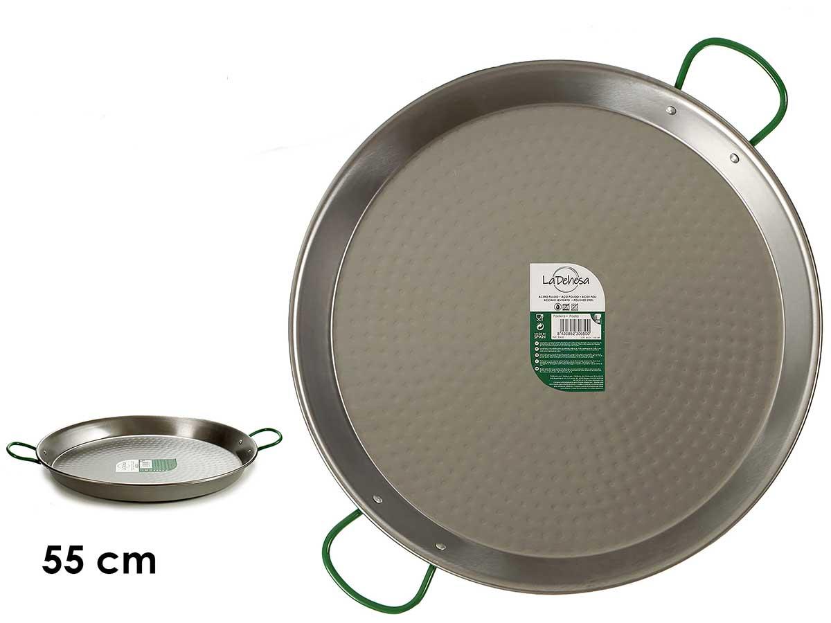 La Dehesa Paellera Pulida 55 cm 16 Raciones, Acero Pulido, Plata (4 Unidades)