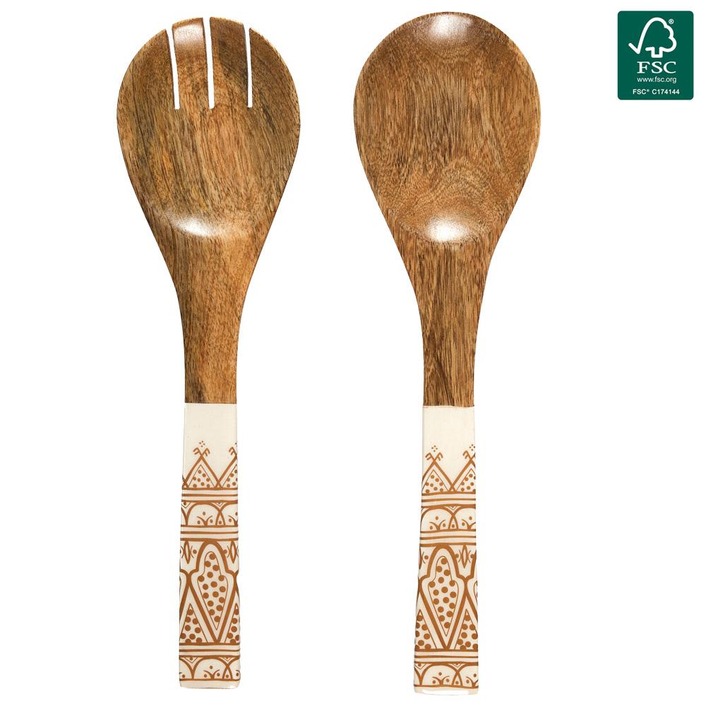 Home Deco Factory Juego De 2 Cubiertos Servir Dune T Colección Mirage Madera Sostenible