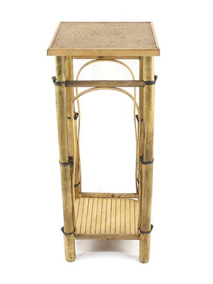 DKD Home Decor Mesita Auxiliar de Ratan Natural Estilo Balines, 36x85x36 cm, con Estante