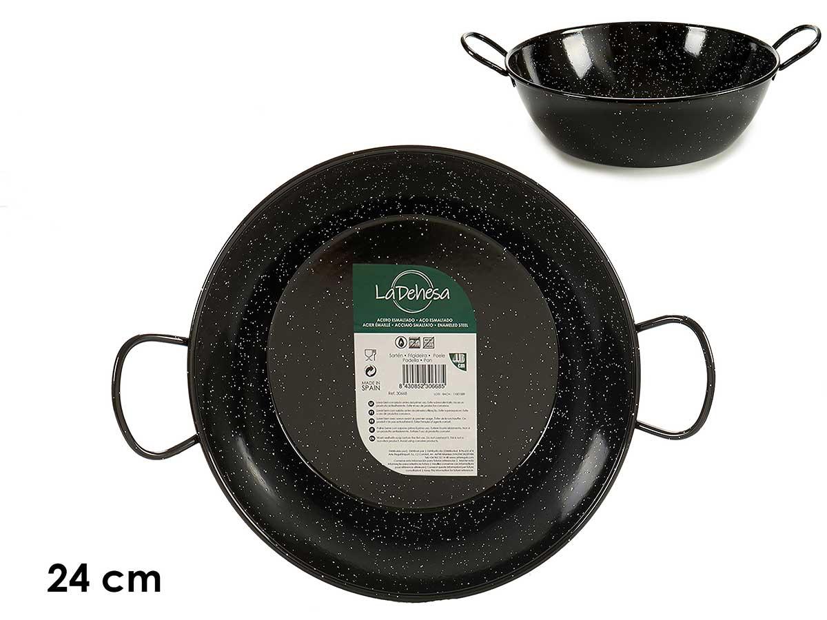 La Dehesa Sartén esmaltada negra con 2 asas, 24 cm, acero esmaltado (6 Unidades)