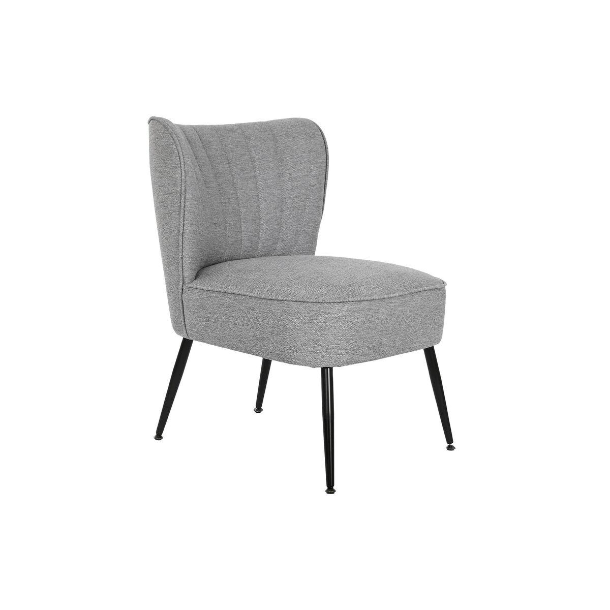 DKD Home Decor Sillón Scandi Gris de Poliéster y Metal - Medidas 64 x 72.5 x 55 cm - Altura Asiento 43 cm - Desmontable