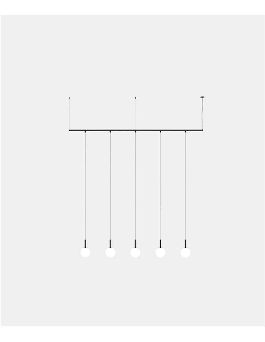Lámpara colgante Tubs Modular Track - LedsC4 - Regleta con 5 bombillas colgantes, luz regulable