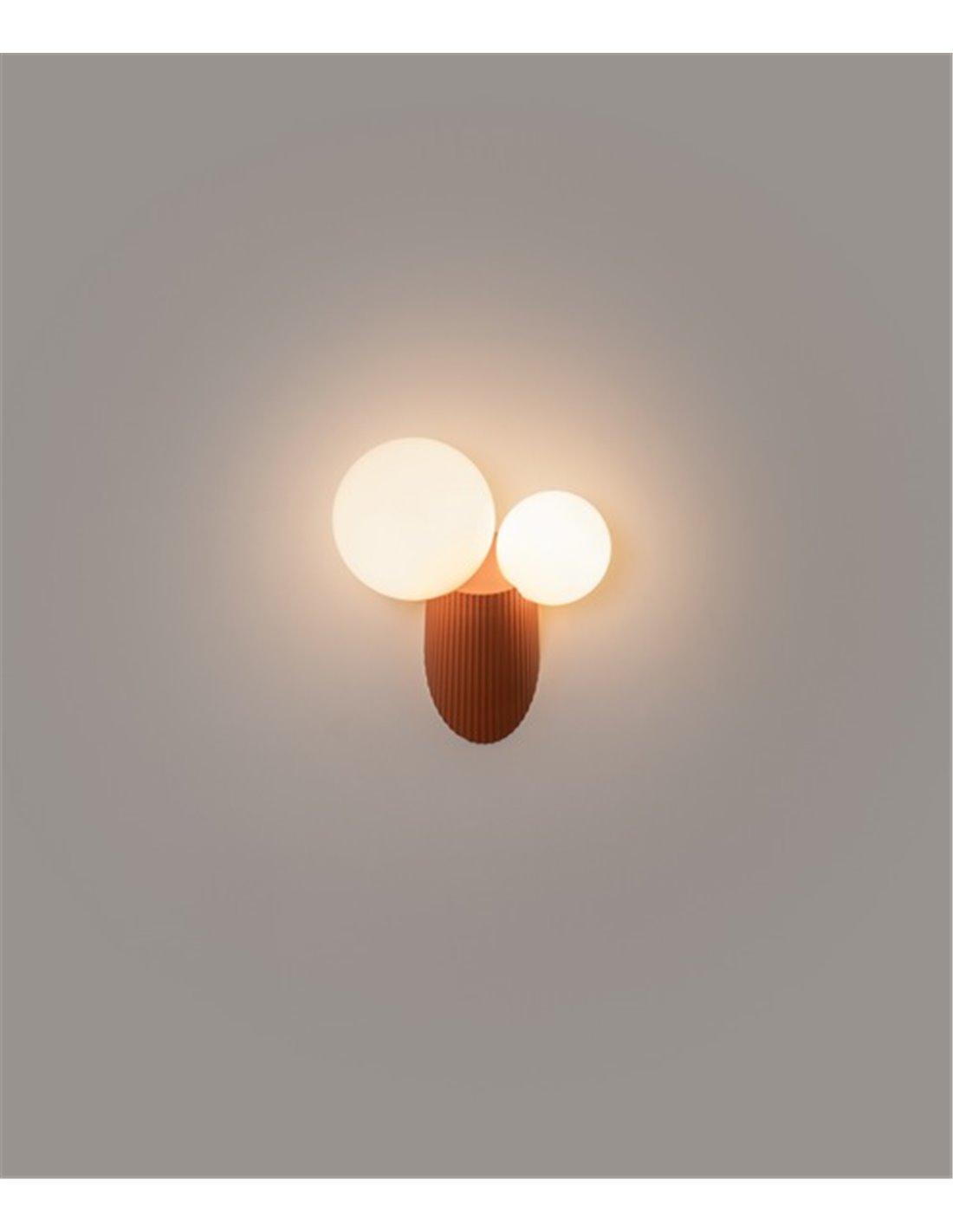 Lámpara de pared Land - Milán - Aplique de cerámica y 2 bolas de cristal, Acabados visón/gris marengo/terra